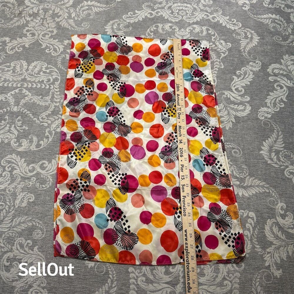 Women's Colorful Polka Dot Scarf Multicolor OS Standard 56"x18" Red - Picture 2 of 3